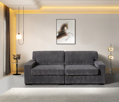 Gray Velvet Loveseat - 83.9" Sofa for Living Room Apartments