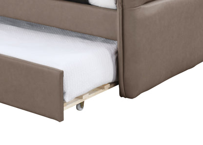 Brown Upholstered Daybed With Trundle - 45" x 86" for Living Room