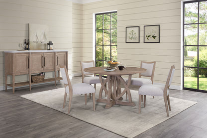 Sand Wood Server with Cement Top for Dining Room Storage