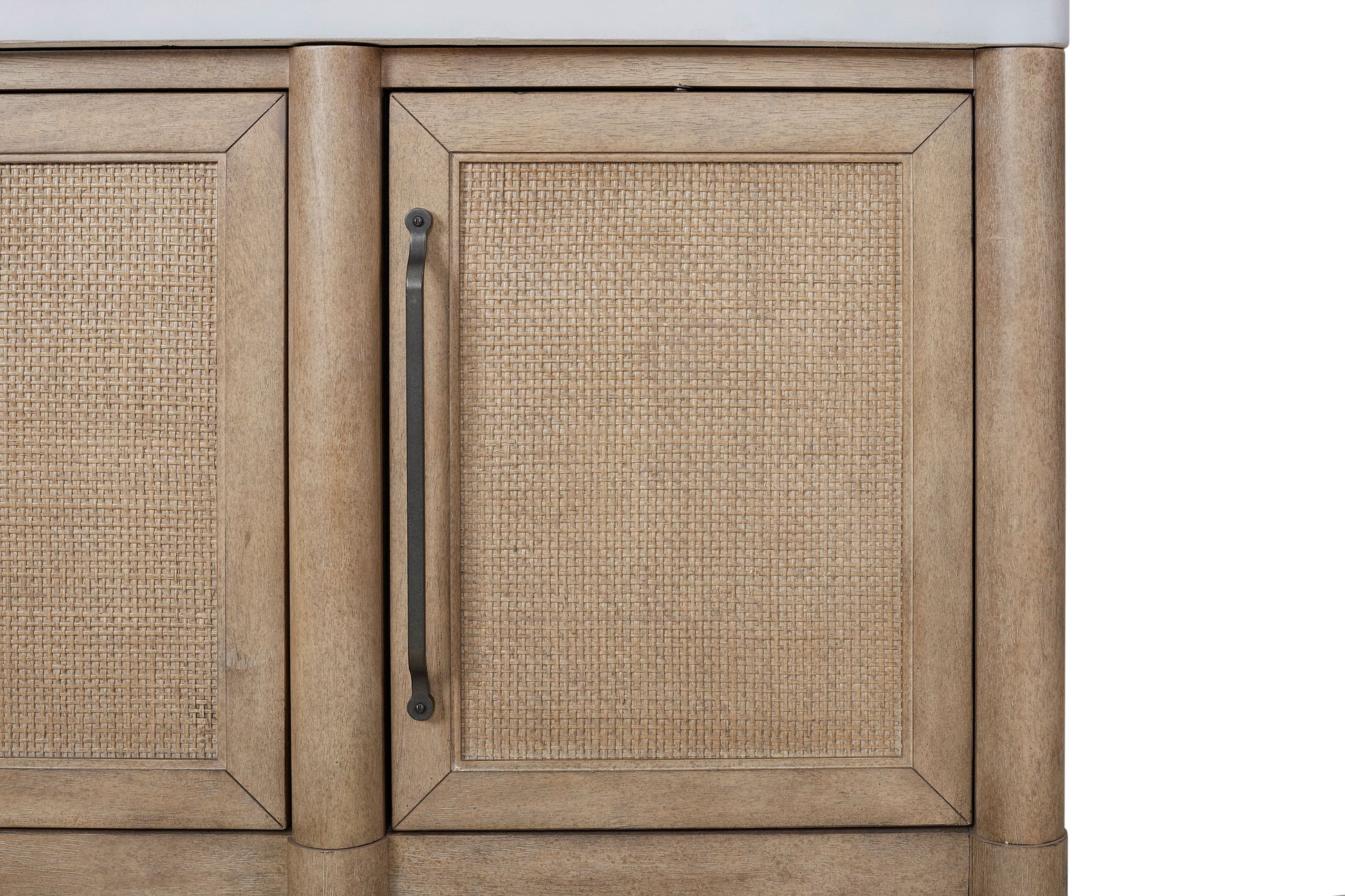 Sand Wood Server with Cement Top for Dining Room Storage