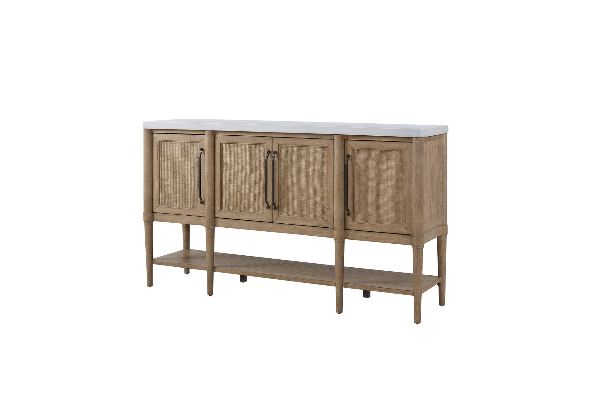 Sand Wood Server with Cement Top for Dining Room Storage