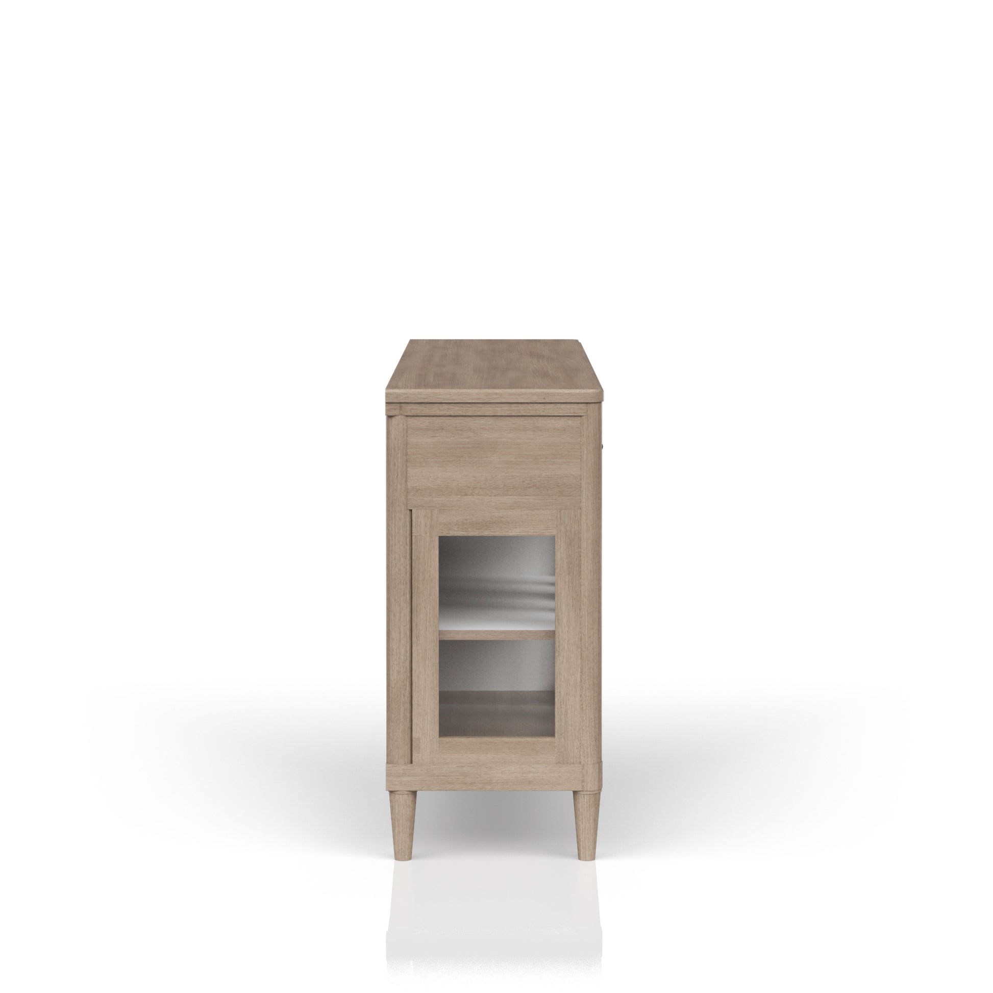 Sand Finish Buffet with Glass Cabinet Doors