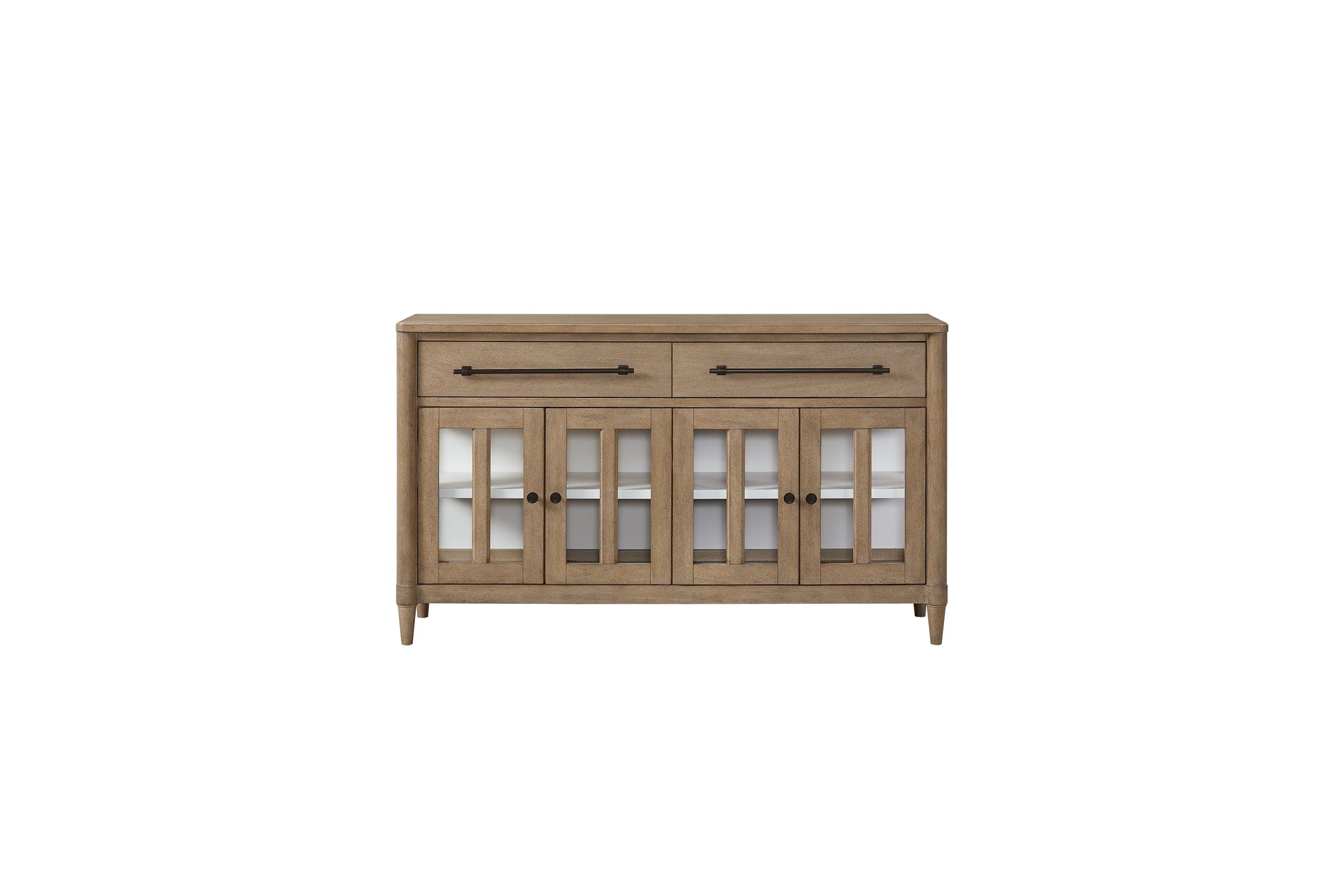 Sand Finish Buffet with Glass Cabinet Doors