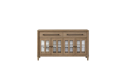 Sand Finish Buffet with Glass Cabinet Doors