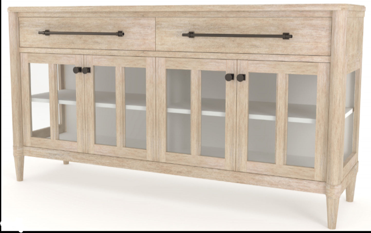 Sand Finish Buffet with Glass Cabinet Doors