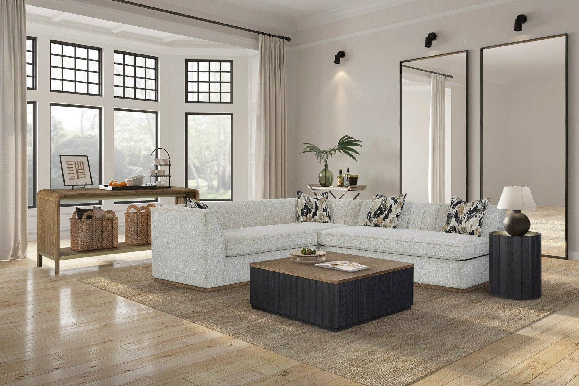 Off White Upholstered Loveseat with Sinous Springs for Living Room
