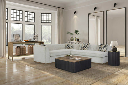 Off White Upholstered Loveseat with Sinous Springs for Living Room