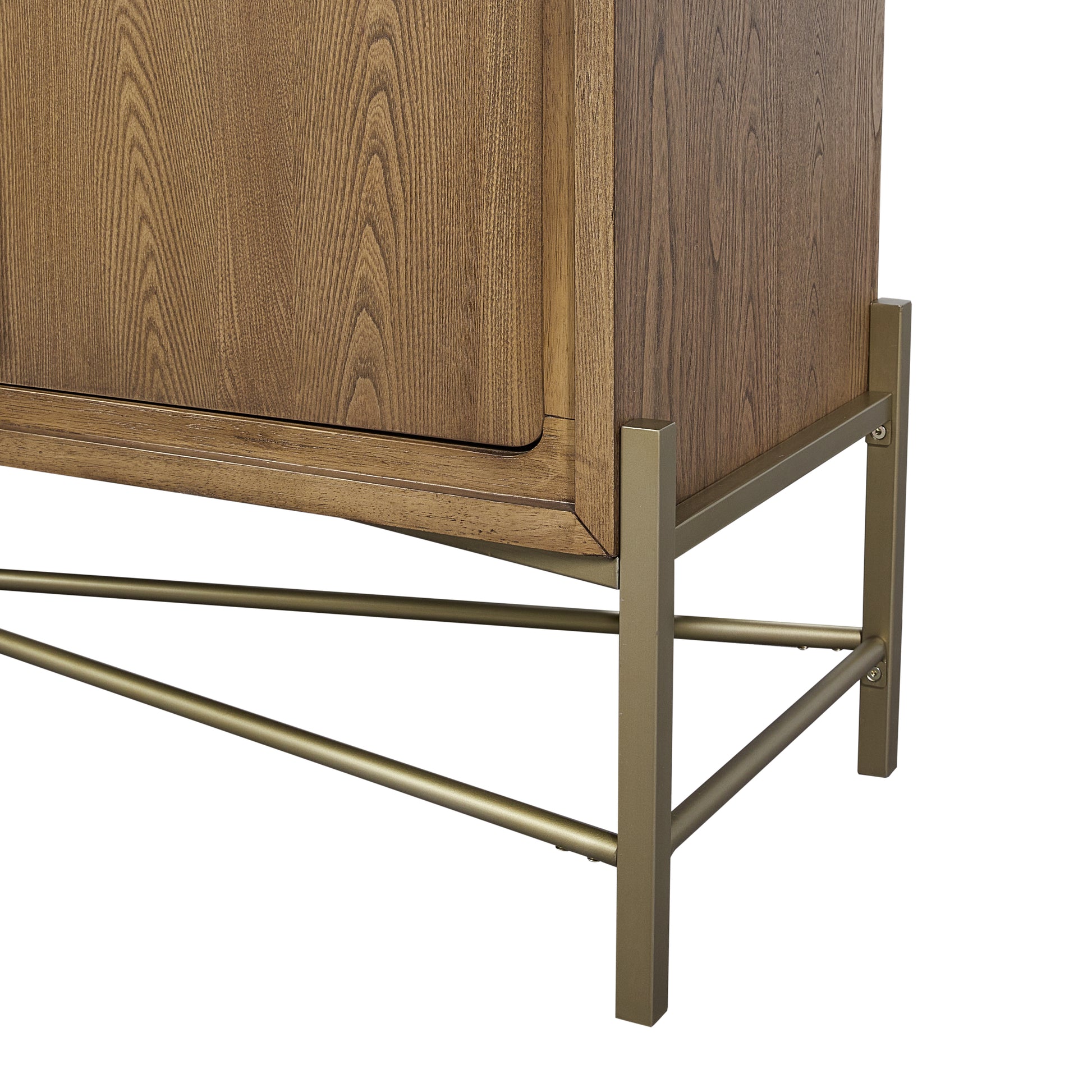 Light Brown Solid Wood Sideboard with USB Ports