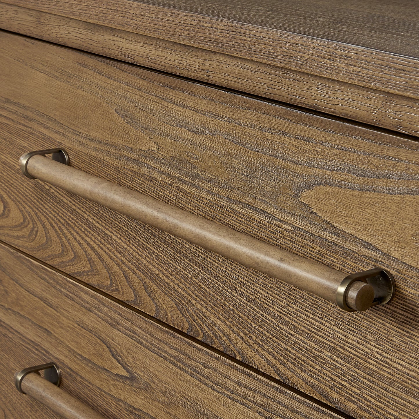 Light Brown Solid Wood Sideboard with USB Ports