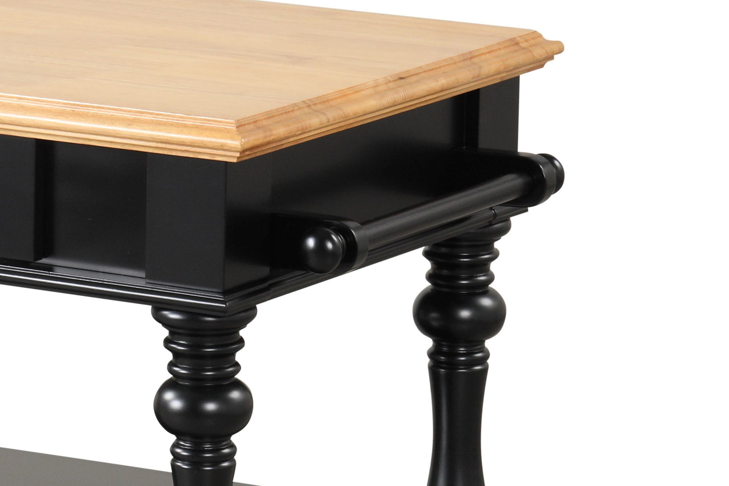 Black Kitchen Island - Solid Wood MDF Storage Cart