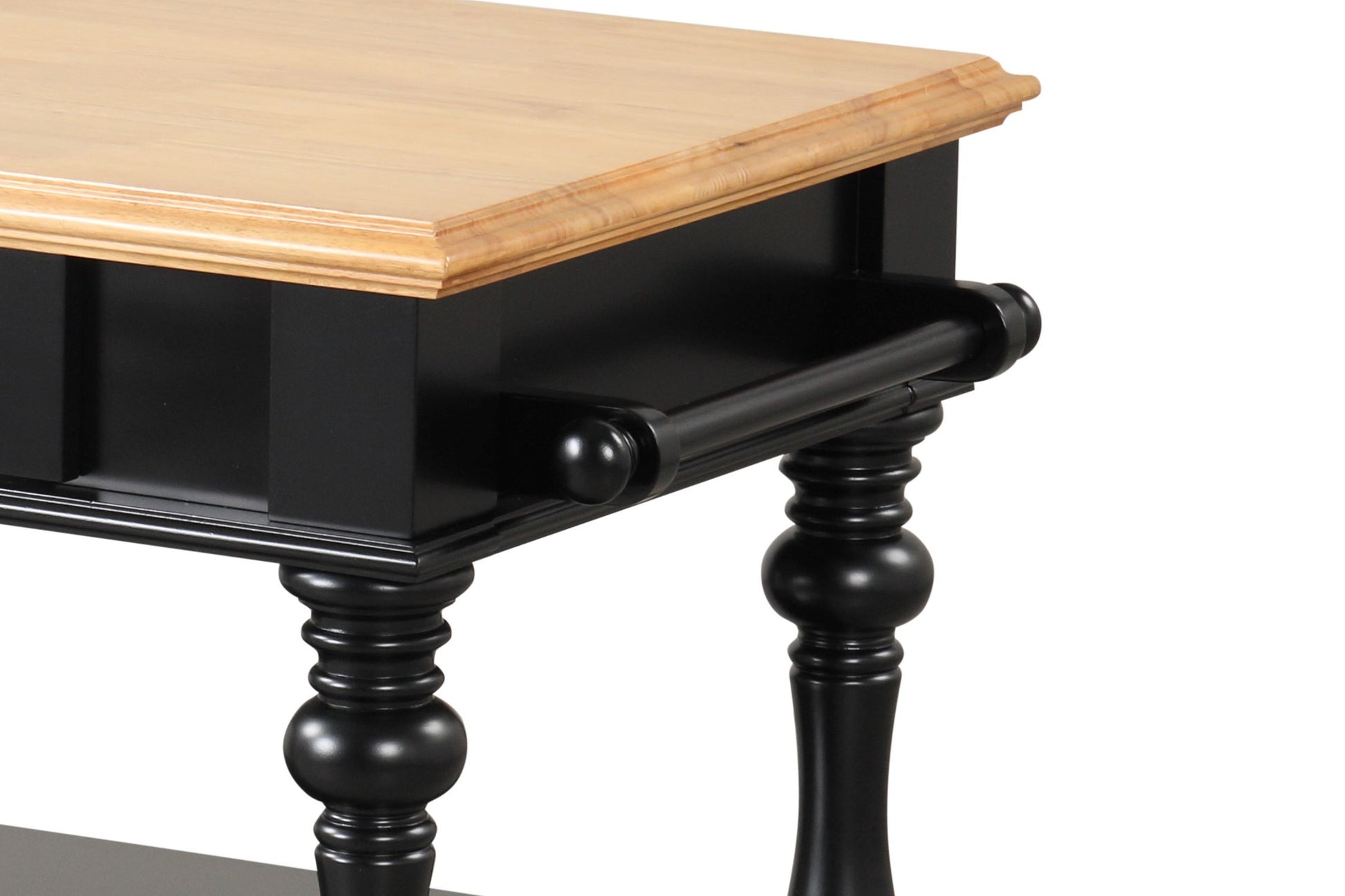 Black Kitchen Island - Solid Wood MDF Storage Cart