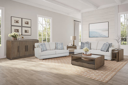 Cream White Upholstered Loveseat - 73.5" x 40"