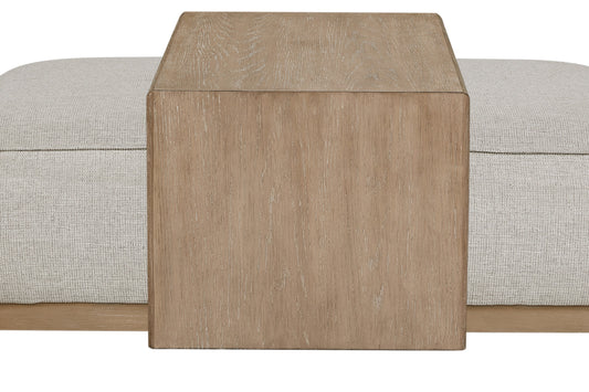 Gray Upholstered Ottoman with Tray Table