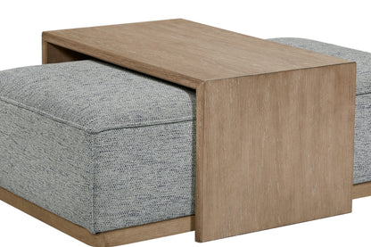 Gray Upholstered Ottoman with Tray - 47" x 28.5"