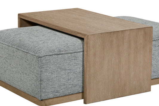 Gray Upholstered Ottoman with Tray - 47" x 28.5"
