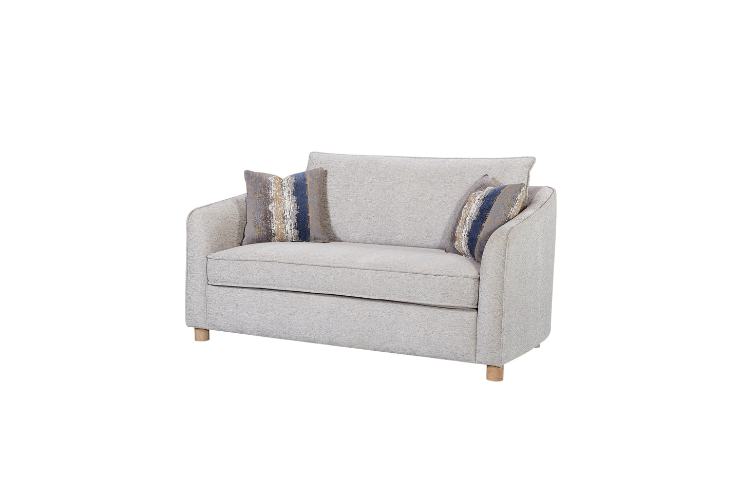 Sand Upholstered Loveseat - 3 Down Pillows for Living Room