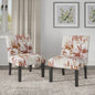 Red Floral Accent Chairs, Set of Two