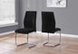 Dining Chair, Set Of 2, Side, Upholstered, Kitchen, Dining Room, 39" Height, Black Velvet, Chrome Metal, Contemporary, Modern