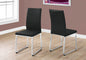 Dining Chair, Set Of 2, Side, Upholstered, Kitchen, Dining Room, Black Leather Look, Chrome Metal, Contemporary, Modern