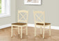 Dining Chair, Set Of 2, Side, Kitchen, Dining Room, Oak And Cream, Wood Legs, Transitional