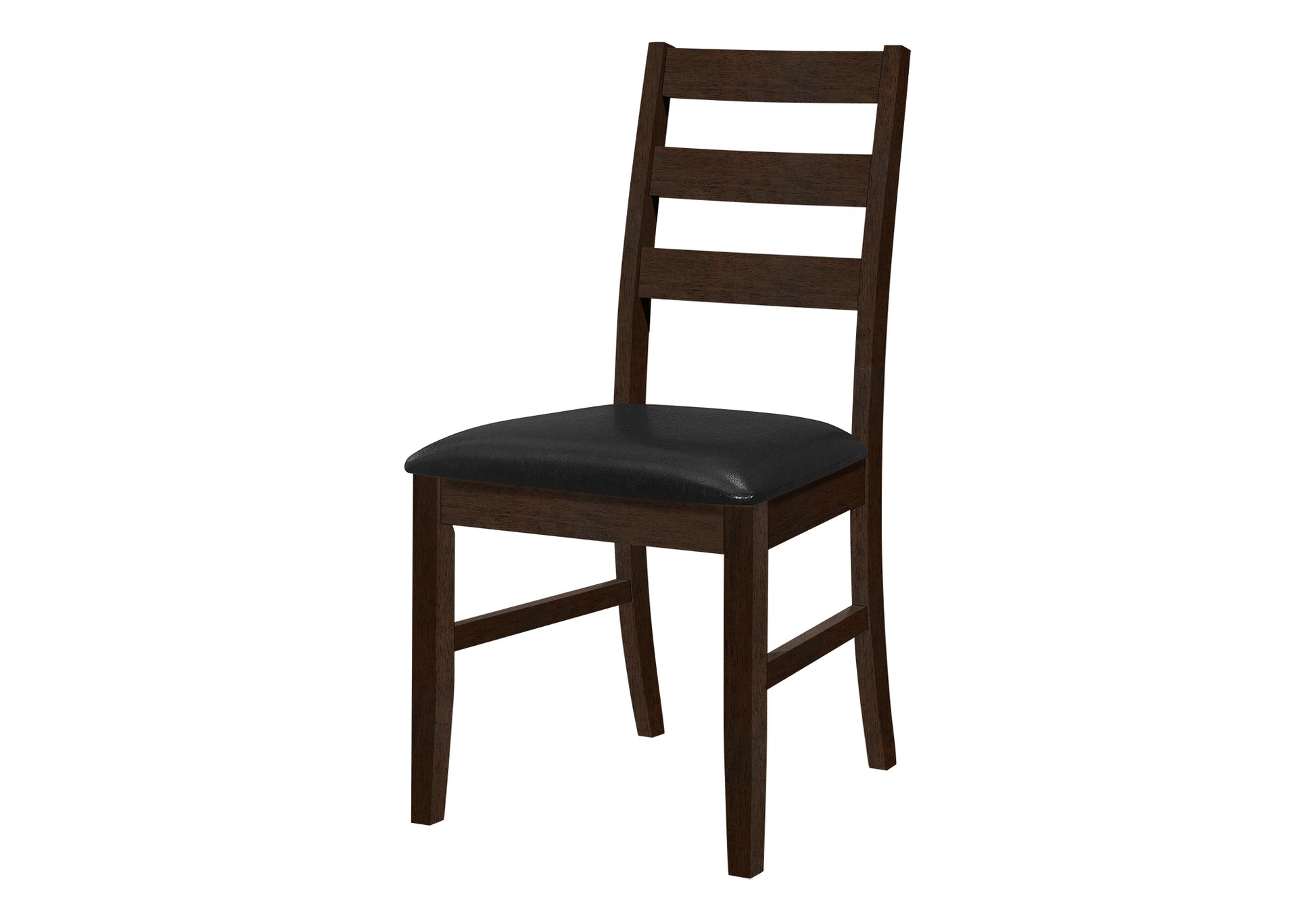 Dining Chair, Set Of 2, 37" Height, Kitchen, Dining Room, Side, Upholstered, Brown Leather Look, Brown Solid Wood, Transitional
