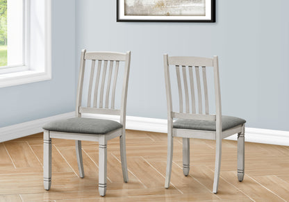 Dining Chair, 38" Height, Set Of 2, Side, Upholstered, Kitchen, Dining Room, Antique Grey, Grey Fabric, Transitional
