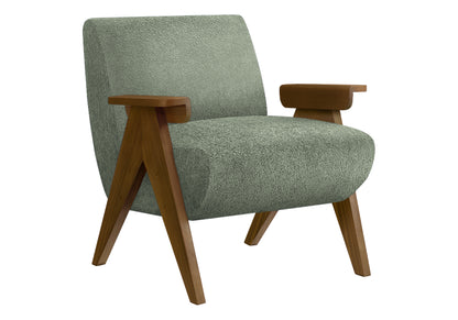 Accent Chair, 31"h, Upholstered Green Fabric - Solid Walnut Wood Legs