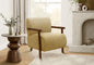 Accent Chair, 31"h, Upholstered, Living Room, Bedroom, Gold Fabric, Brown Walnut Solid Wood, Modern, Mid Century