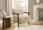 Accent Chair, 31"h, Upholstered, Living Room, Bedroom, Light Brown Fabric, Brown Walnut Solid Wood, Modern, Mid Century