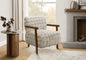 Accent Chair, 31"h, Upholstered, Living Room, Bedroom, Light Grey Fabric, Brown Walnut Solid Wood, Modern, Mid Century