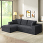 Aurora Luxe Velvet 3-Seater Black Sofa Sectional Space-Saving Vacuum Packed Design, Easy Setup