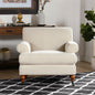 Alana 38" Lawson Accent Arm Chair Metal Casters, Sky Neutral Beige Polyester