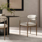 Artemis Mixed Material Upholstered Dining Arm Chair, Warm White Chenille