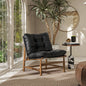 Oxford 26.5" Leather Mid-Century Modern Accent Chair, Noir Black Leather