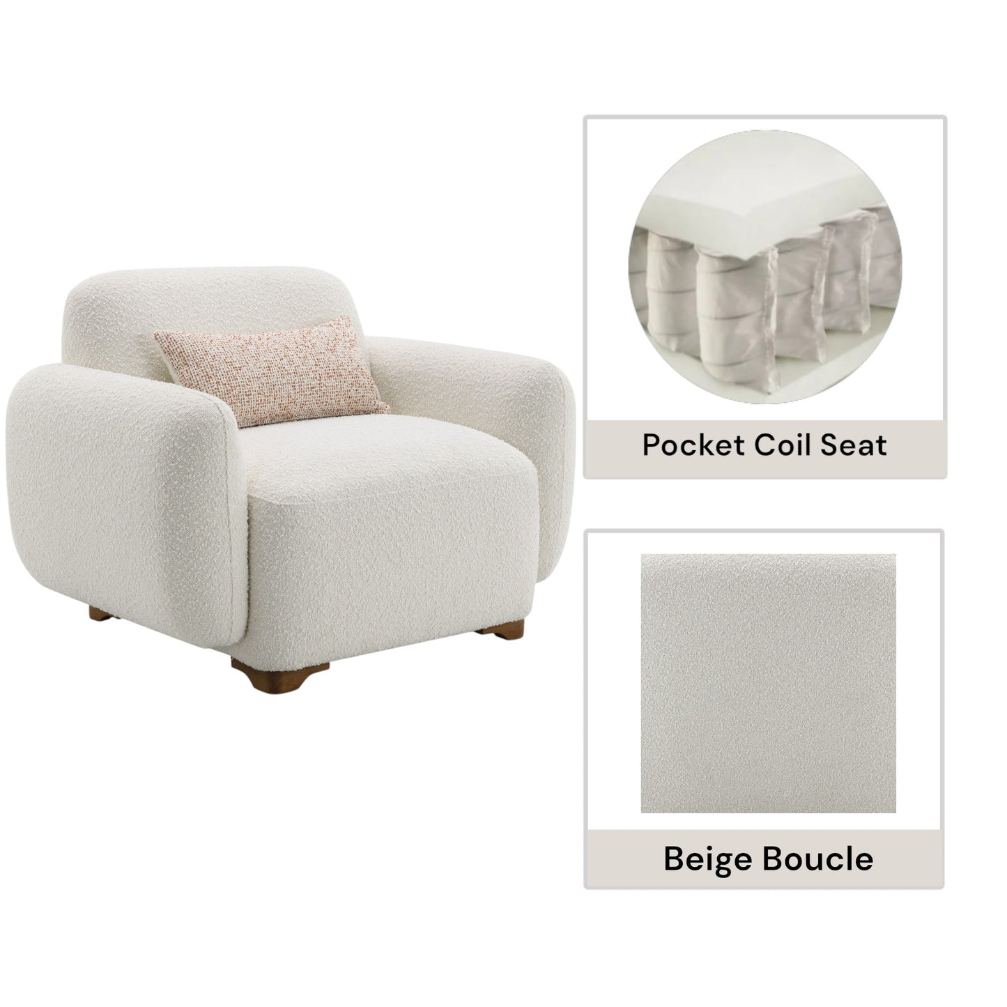 Darius Beige Boucle Accent Chair - Comfort & Style