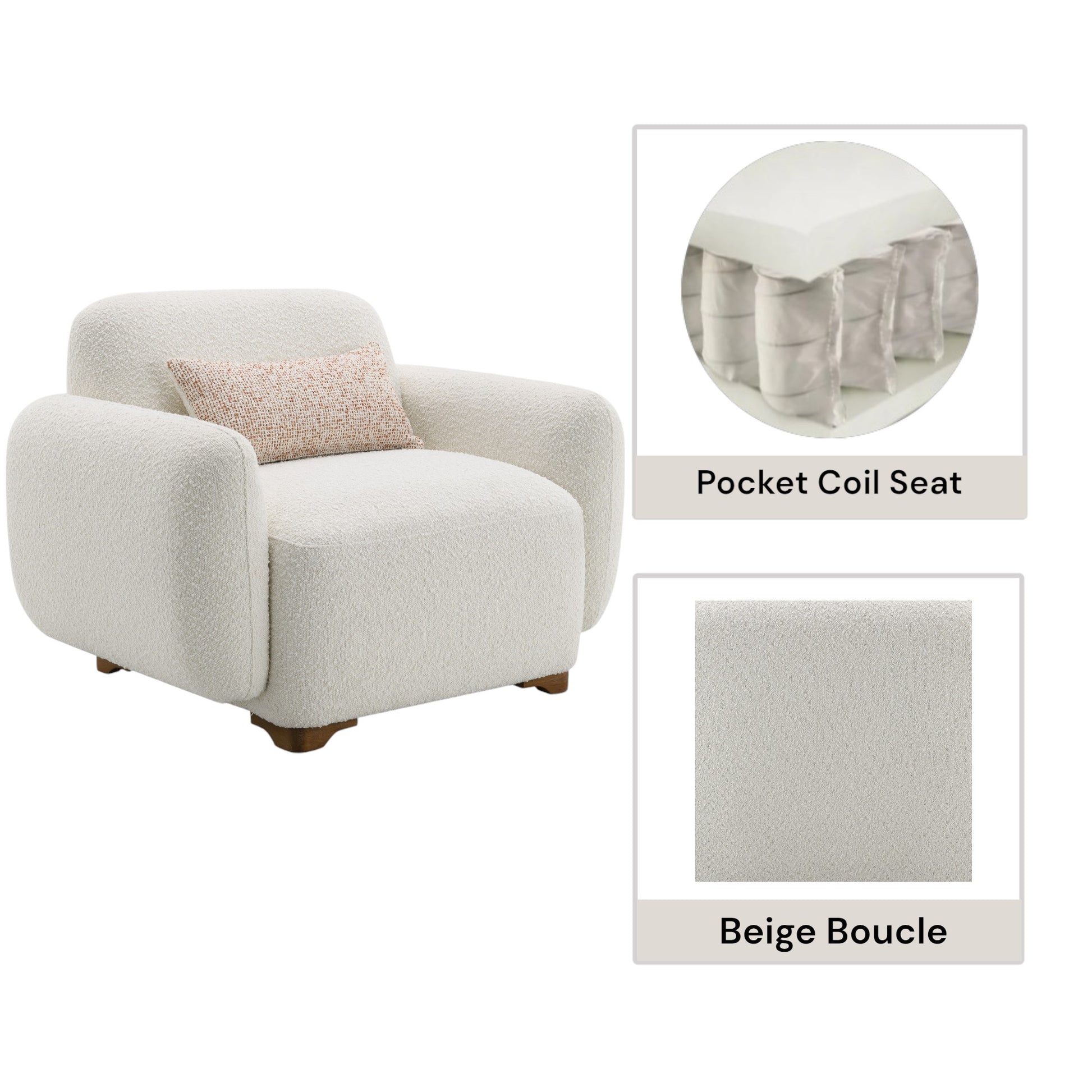 Darius Beige Boucle Accent Chair - Comfort & Style