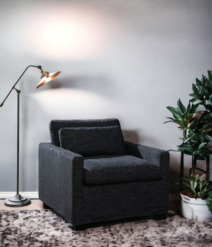 Dark Gray Fabric Swivel Chair with Pillow for Living Room