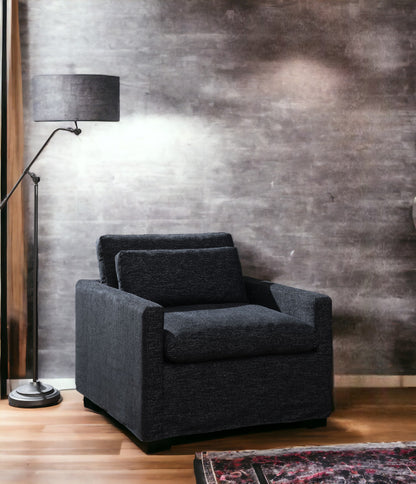 Dark Gray Fabric Swivel Chair with Pillow for Living Room
