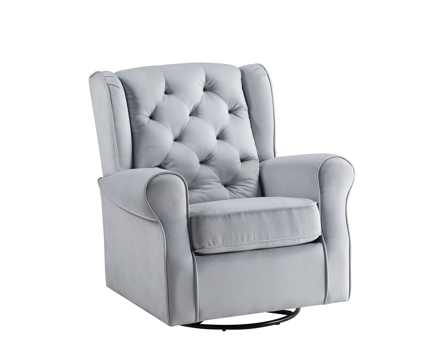Gray Fabric Glider Chair with Swivel - 34" x 35"