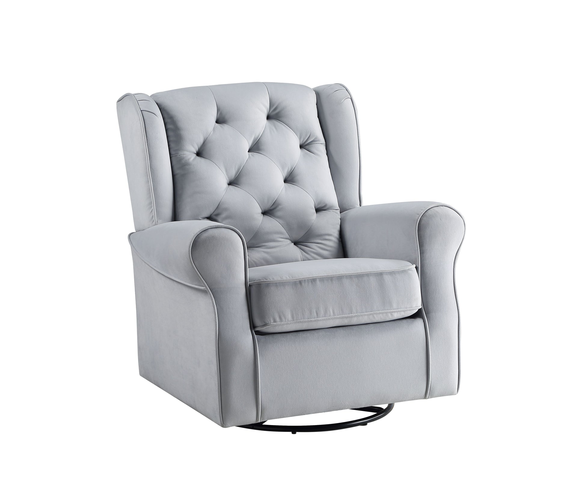 Gray Fabric Glider Chair with Swivel - 34" x 35"