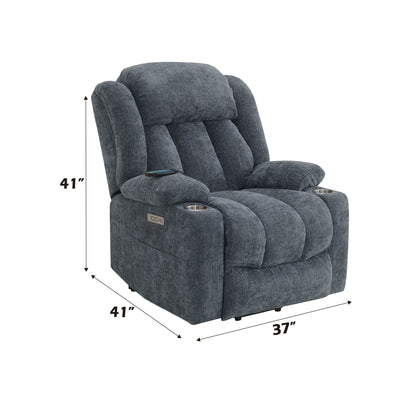 Blue Chenille Power Lift Recliner - Massage & Heat