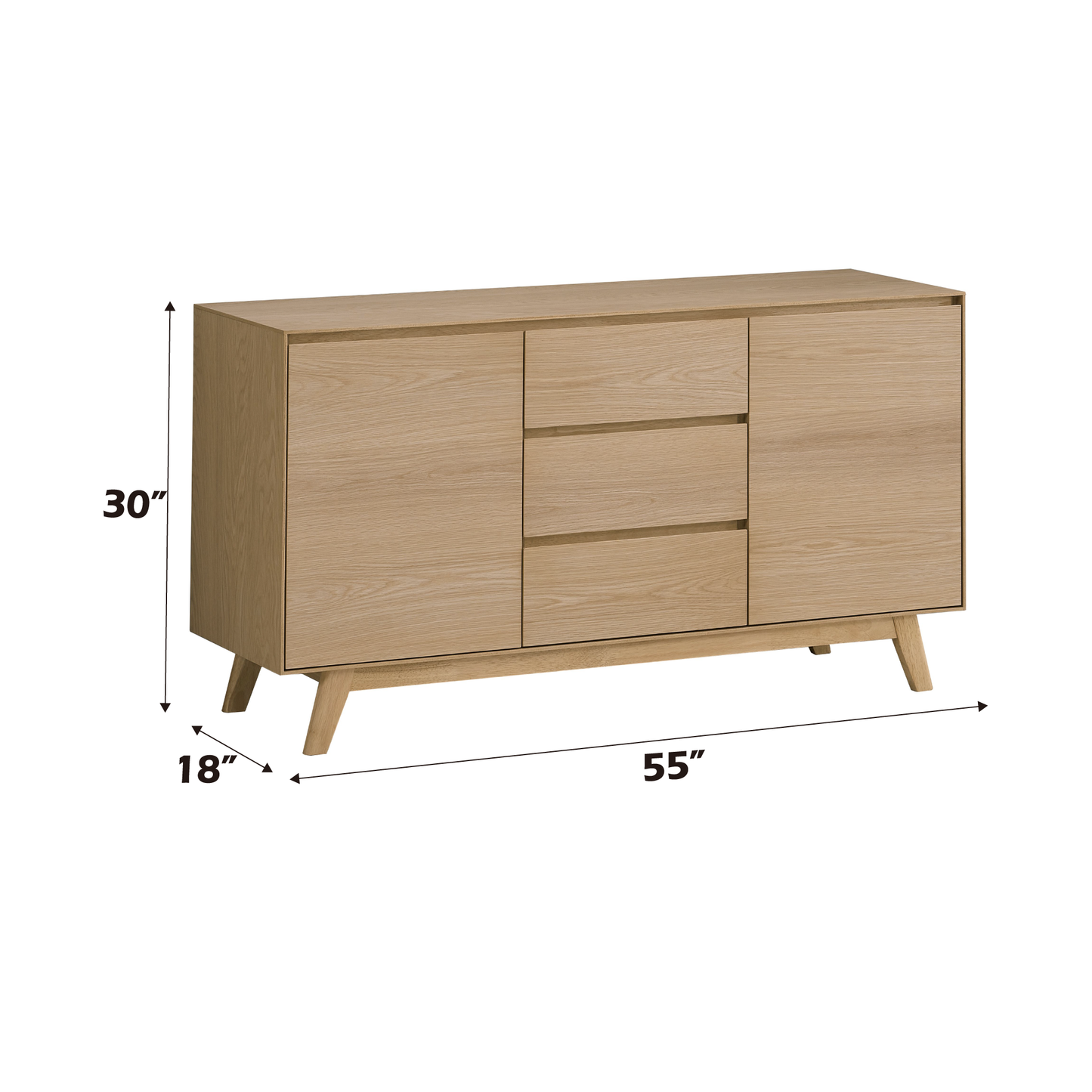 Oak Finish Server with 3/4 Extension Drawer