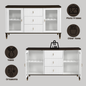 Brown and White Synthetic Wood Dining Sideboard with Storage