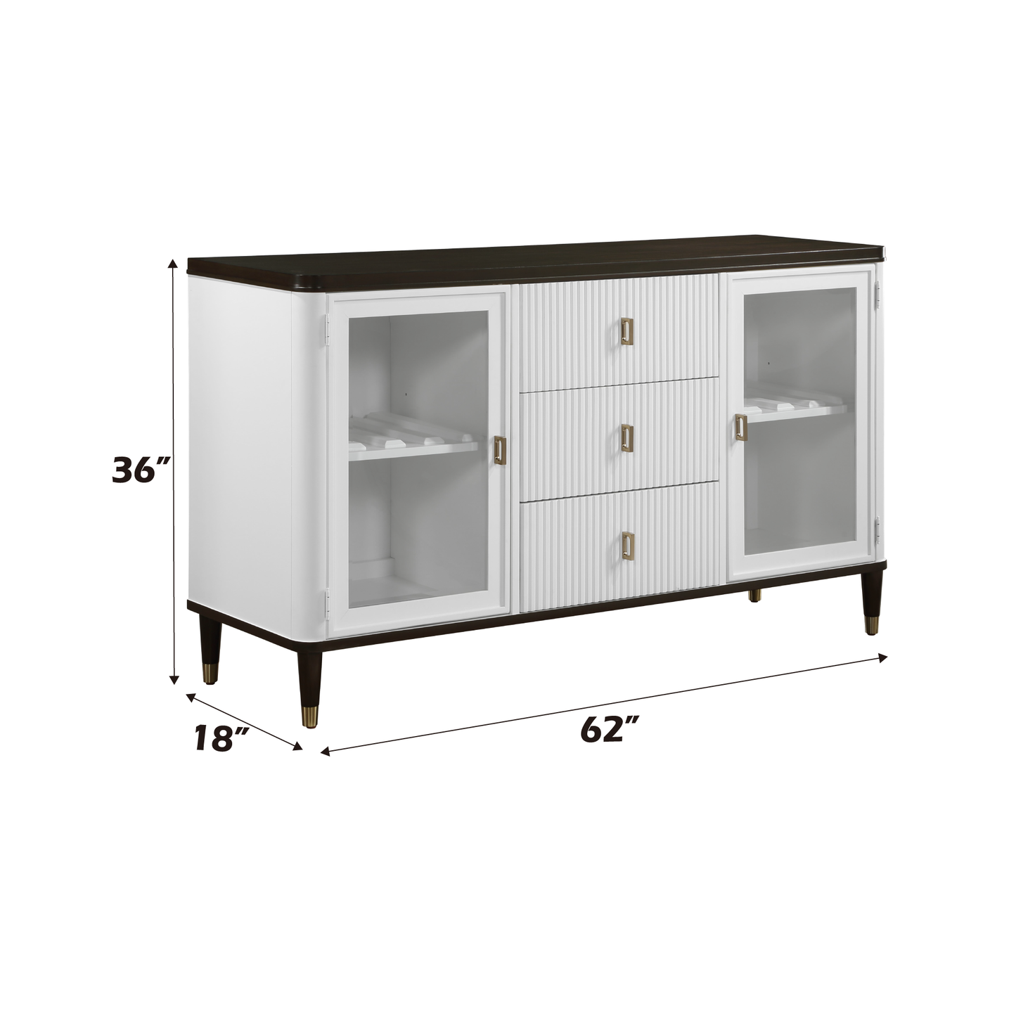 Brown and White Synthetic Wood Dining Sideboard with Storage