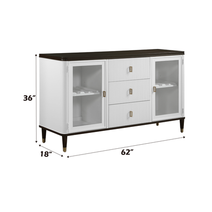 Brown and White Synthetic Wood Dining Sideboard with Storage