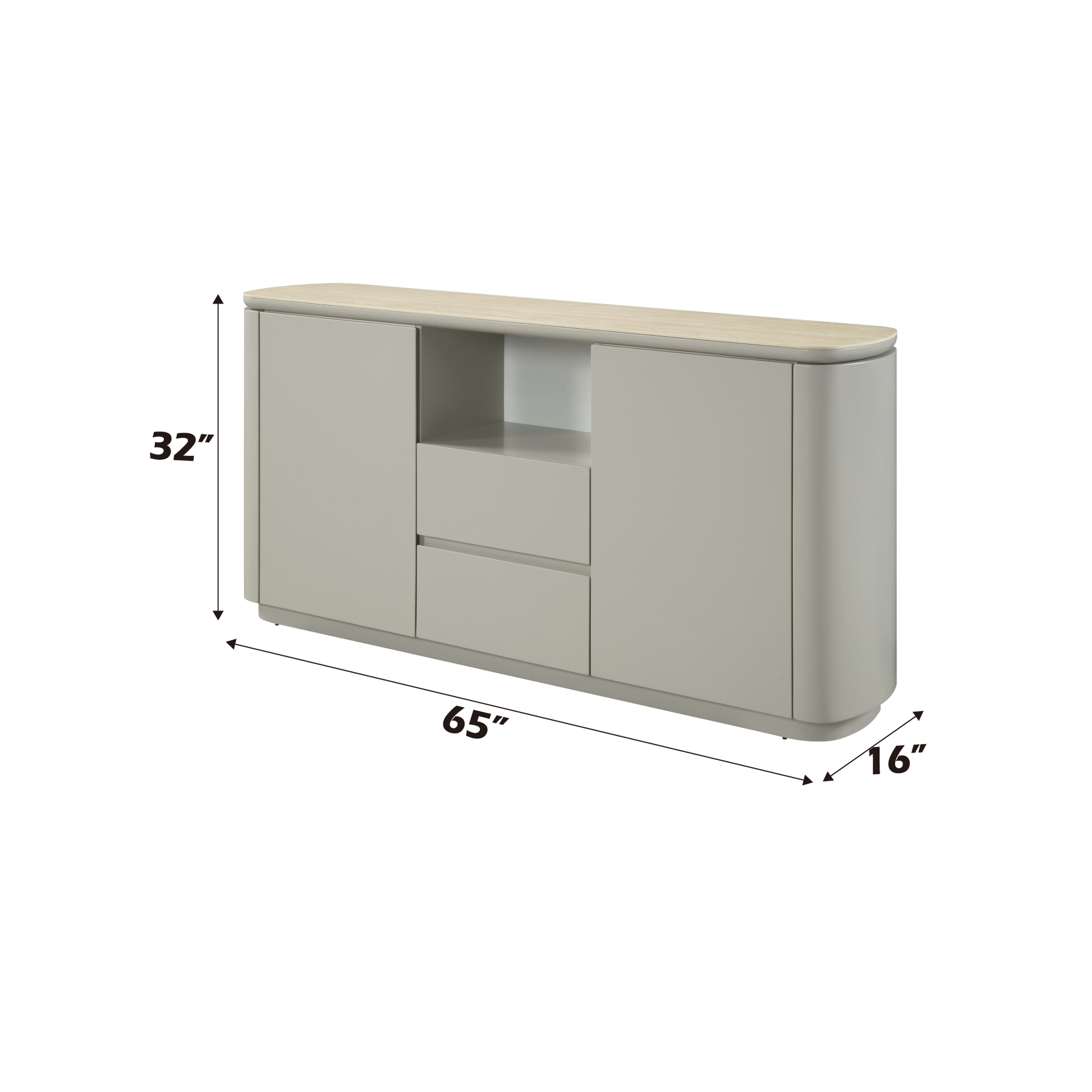 Light Gray Synthetic Wood Server - 16x65x32 Inches