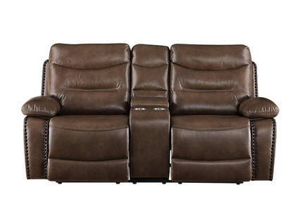 Brown Faux Leather Recliner Loveseat - 38" x 72"