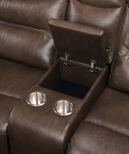 Brown Faux Leather Recliner Loveseat - 38" x 72"