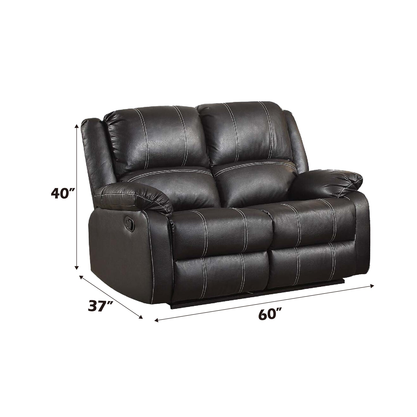 Black Faux Leather Recliner Loveseat for Comfortable Living for Living Room
