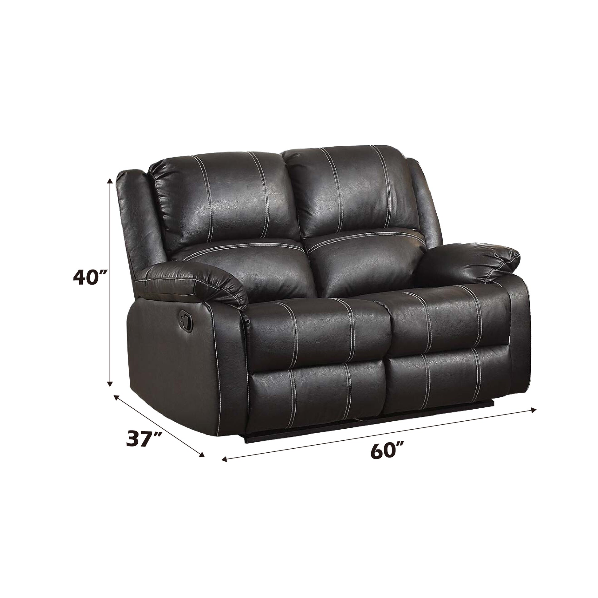 Black Faux Leather Recliner Loveseat for Comfortable Living for Living Room
